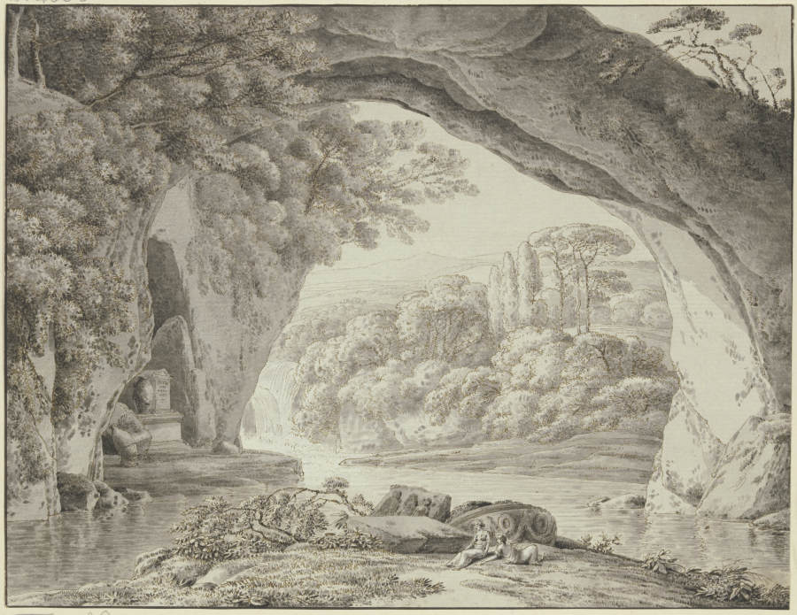Landschaft mit Felsenbogen und antiken Monumenten from Franz Innocenz Josef Kobell