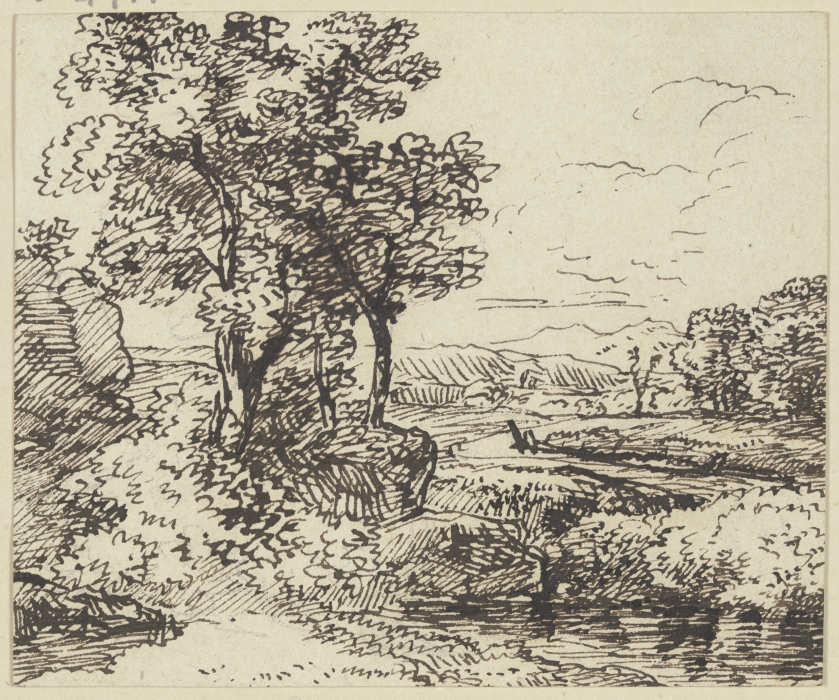 Landschaft mit Gewässer und Bäumen from Franz Innocenz Josef Kobell