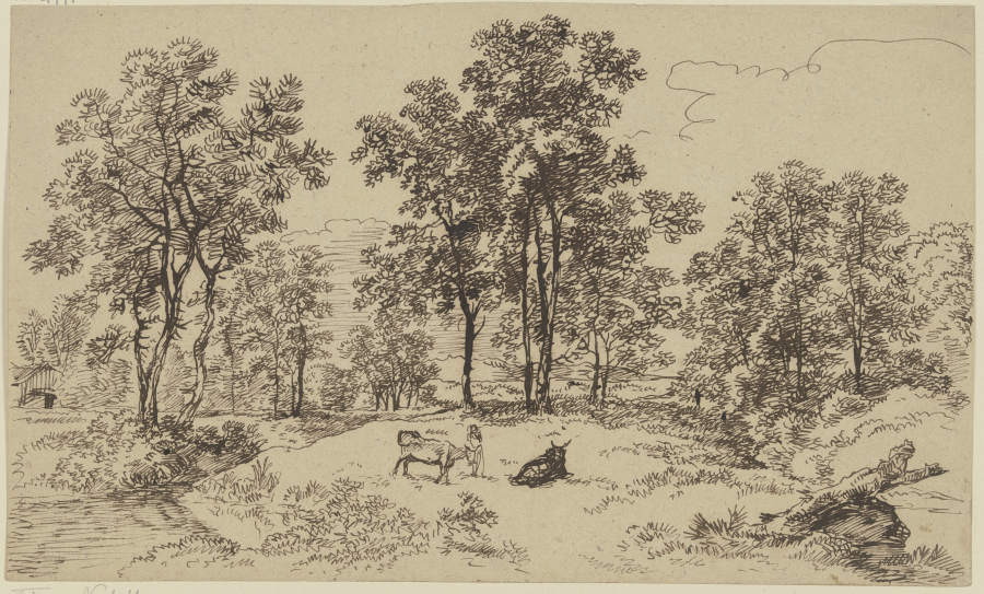 Landschaft mit Hirte und zwei Rindern from Franz Innocenz Josef Kobell