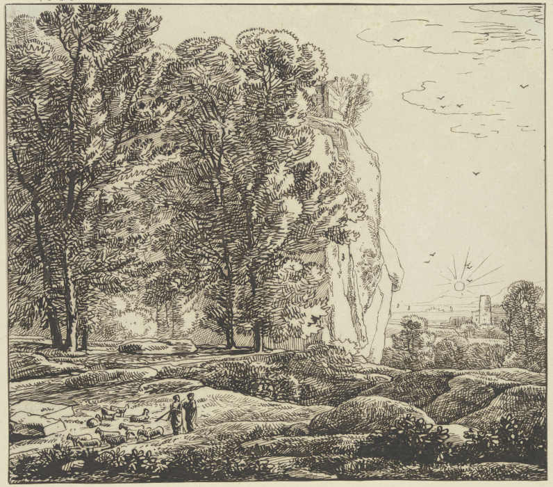 Landschaft mit hohem Felsen from Franz Innocenz Josef Kobell