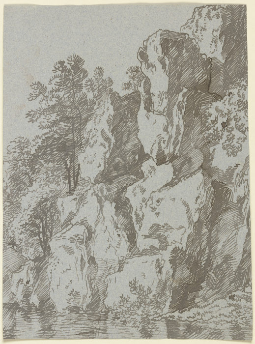 Zerklüftete Felswand an einem Gewässer from Franz Innocenz Josef Kobell