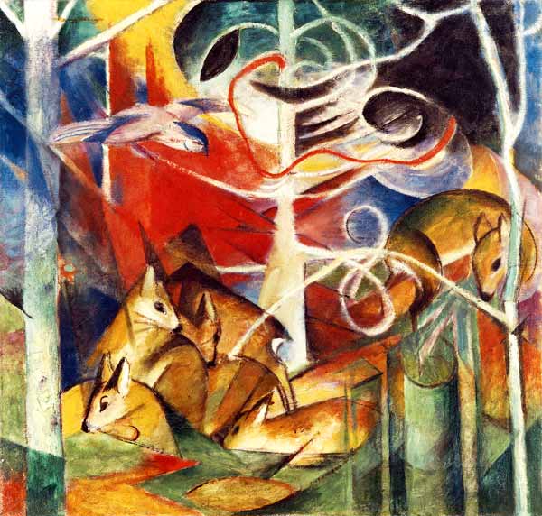Deer in the woods I from Franz Marc
