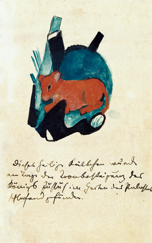 The sacred Kälbchen (on postcard to Else Lasker pupils) from Franz Marc