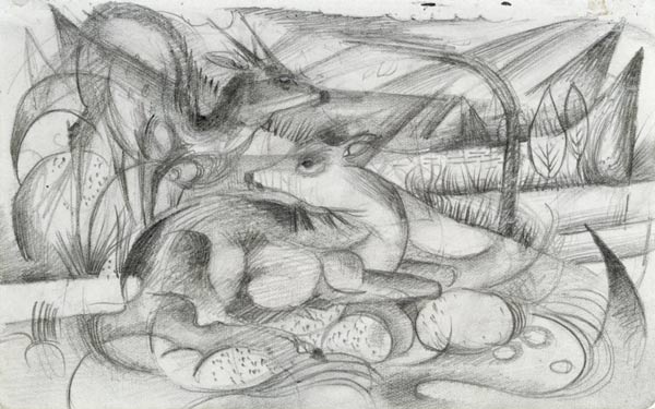 From the sketchbook of the front: Deer from Franz Marc