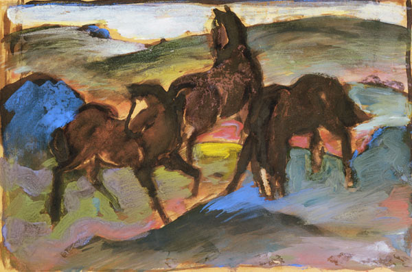 Horses on the pasture II. (three horses) from Franz Marc