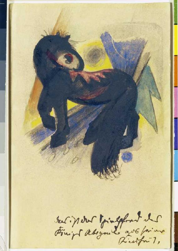 The game horse of the king Abigail from his childhood. Postcard to Else Lasker pupils from Franz Marc