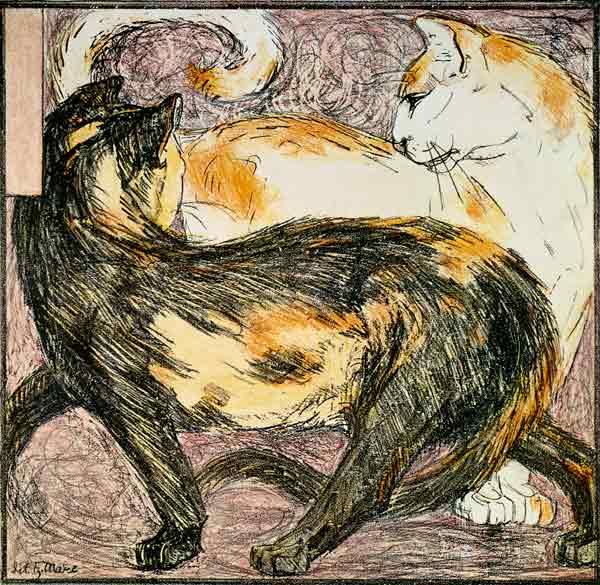 Two Cats (sketch) from Franz Marc