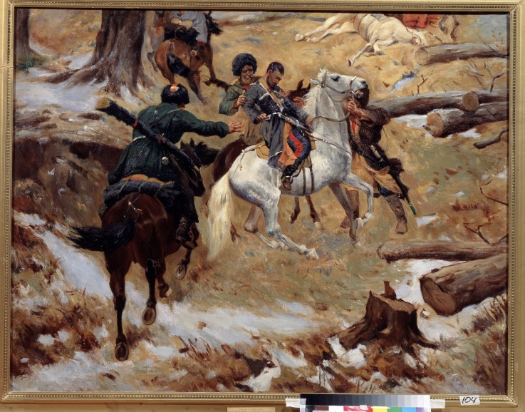 Death of the major general Nikolay Sleptsov on a fight in Chechnya on 10 December 1851 from Franz Roubaud