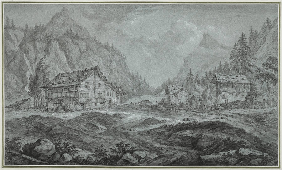 Gebirgstal mit Bauernhäusern (Amsteg im Kanton Uri) from Franz Schütz