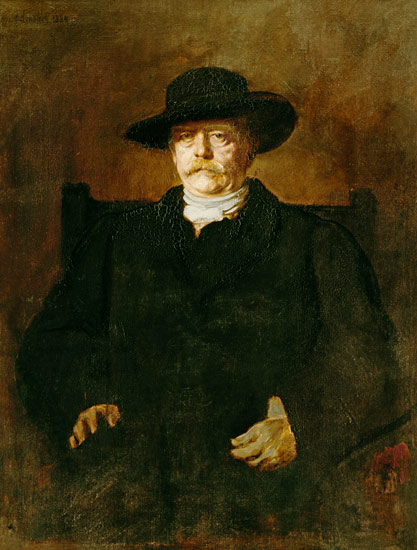 Portrait of Otto of Bismarck into civilian with a broad-brimmed hat. from Franz von Lenbach