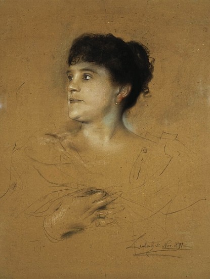 Portrait of Marcella Sembrich, 1891 (pastel on cardboard) from Franz von Lenbach