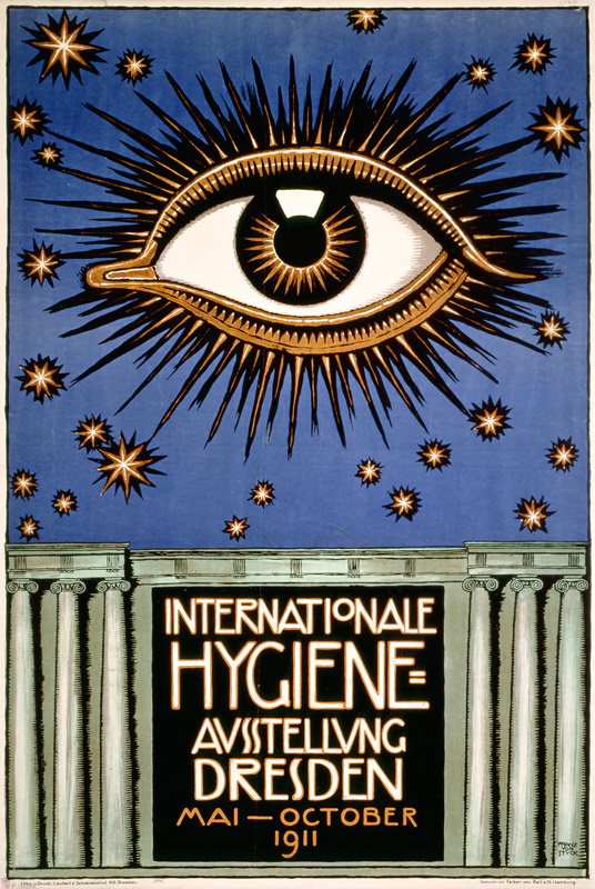 Advertisement for the 'First International Hygiene Exhibition' in Dresden, printed by Leutert und Sc from Franz von Stuck