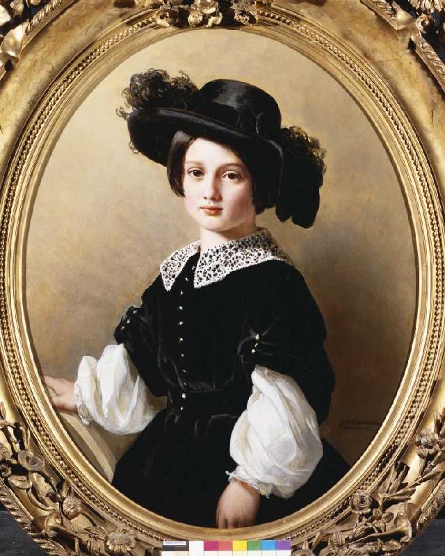 Portrait eines Mädchens im Samtkleid und Hut from Franz Xaver Winterhalter