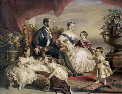Queen Victoria (1819-1901) and Prince Albert (1819-61) with Five of the Their Children, 1846 (colour from Franz Xaver Winterhalter