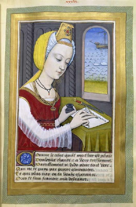 Dido writes to Aeneas (from Robinet Testard for Louise of Savoyen) from französisch Handschrift