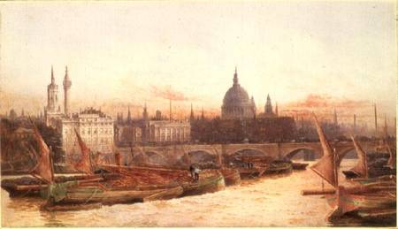 Barges Below London Bridge from Frederick E.J. Goff