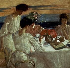 Ladies at the in the afternoon tea on the terrace from Frederick Karl Frieseke