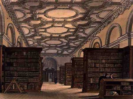 Interior of the Public Library, Cambridge, from 'The History of Cambridge', engraved by Daniel Havel from Frederick Mackenzie