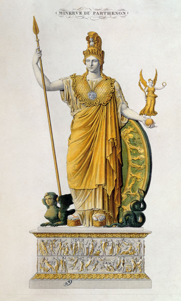 Athena Parthenos, statue from the Parthenon, Athens from French School