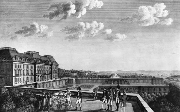 First steps of King of Rome on the terrace of Saint-Cloud; engraved by Dubois from French School