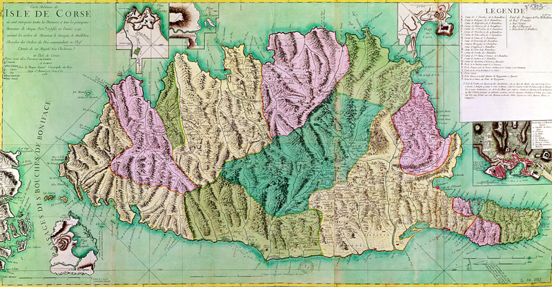 Military map of Corsica from French School