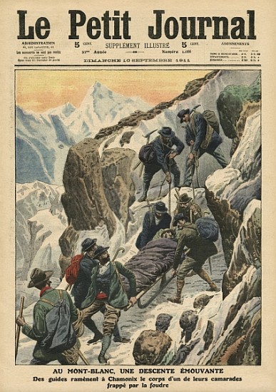 A moving descent down the Mont Blanc, illustration from ''Le Petit Journal'', supplement illustre, 1 from French School