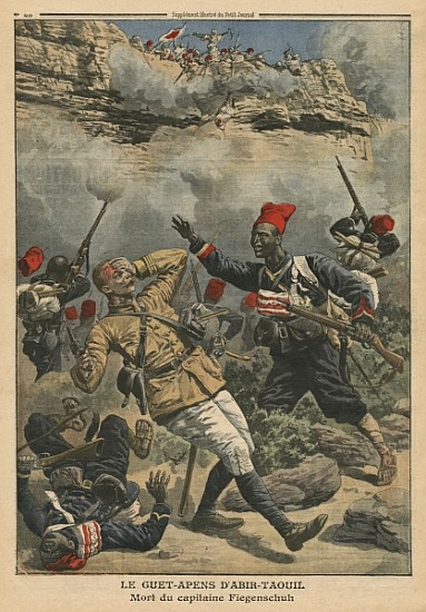 Ambush at Abir-Taouil, death of Captain Fiegenschuh, illustration from ''Le Petit Journal'', supplem from French School