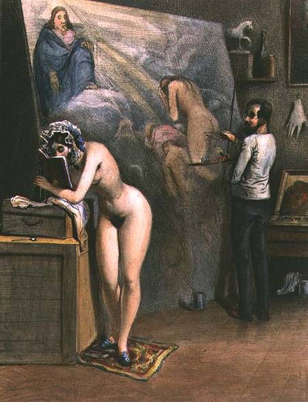 The Artist's Model (litho) from French School