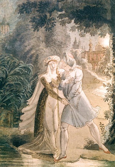 Blanca and Abon Hamet in the Gardens of the Alhambra, from ''Le Dernier des Abencerages'' Francois R from French School