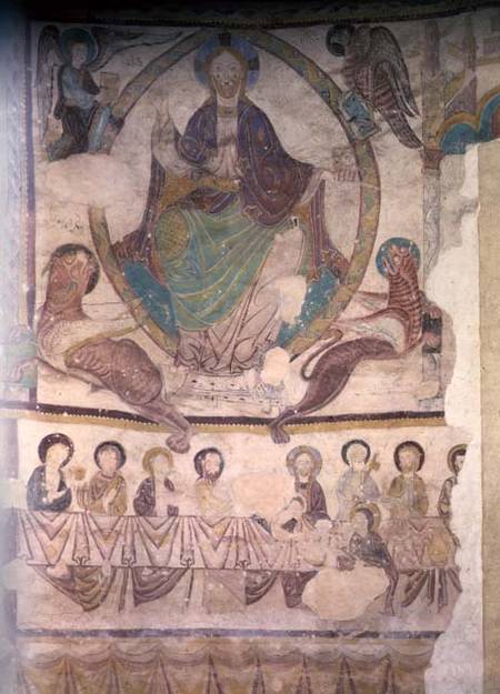 Christ in Majesty with Four Evangelical Symbols and the Last Supper from French School