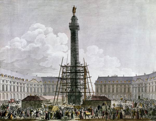 Construction of the Vendome Column in 1803-10 from French School