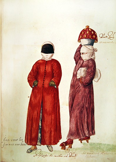 Customs and costumes of the eastern countries and differing states of dress - women going to bathe from French School