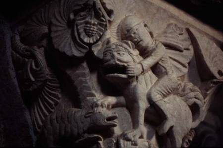 David Slaying the Lion (detail of a capital) from French School