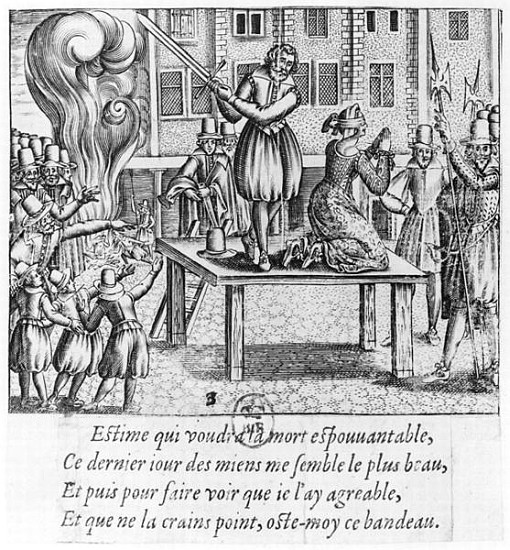 Execution of Leonora Galigai (1571-1617) on 8th July 1617 from French School