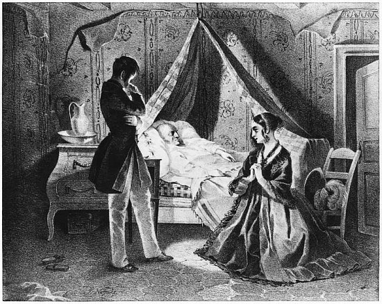 Father Goriot on his Deathbed, illustration from ''Le Pere Goriot'' Honore de Balzac (1799-1850) from French School