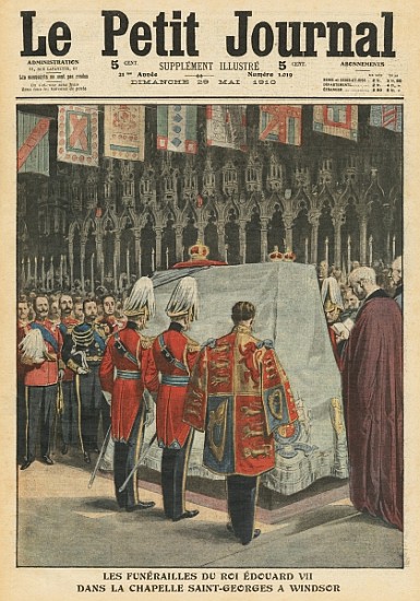 Funeral of King Edward VII in St. George''s chapel at Windsor, illustration from ''Le Petit Journal' from French School
