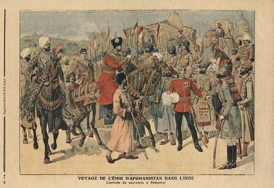 Habibullah Kahn (1872-1919) Emir of Afghanistan arriving at Peshawar, India, illustration from ''Le  from French School