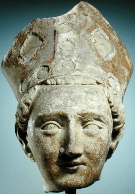 Head of a Bishop Saint c.1320 (limestone) from French School