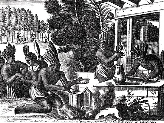 How the Natives of New Spain Prepared Cacao for Chocolate from French School