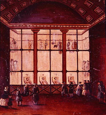 'La Morgue', largest morgue in Paris, 1830-40 (oil on canvas) from French School
