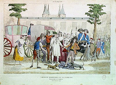 Louis XVI (1754-93) and his family taken to the Temple, 13th August 1792 from French School