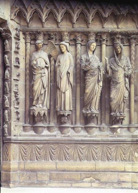 (LtoR) The Annunciation and the Visitation, right-hand jamb figures from the central portal of the w from French School