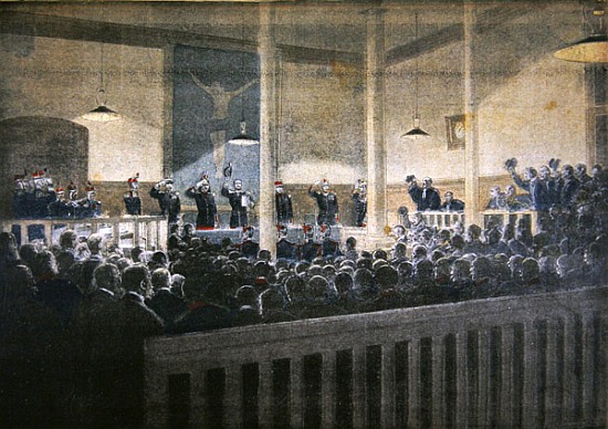Major Esterhazy court-martialled, reading the decision, illustration from the illustrated supplement from French School