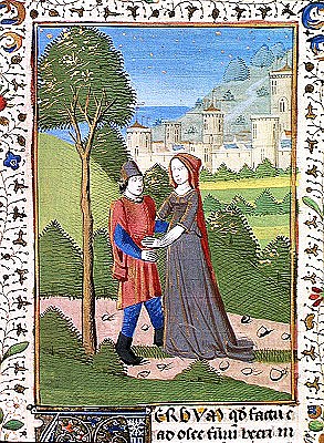 Ms. H7 fol.103v Hosea and the Prostitute, from the Bible of Jean XXII from French School