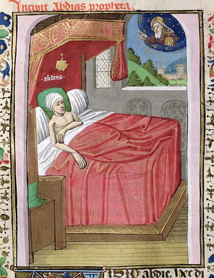 Ms H 7 fol.110v The Vision of Obadiah, from the Bible of Jean XXII from French School
