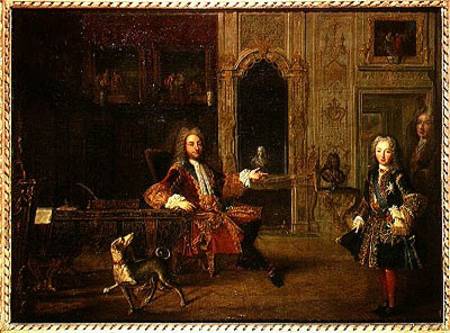 Philippe d'Orleans (1647-1723) and King Louis XV (1710-74) in the Grand Dauphin Cabinet at Versaille from French School