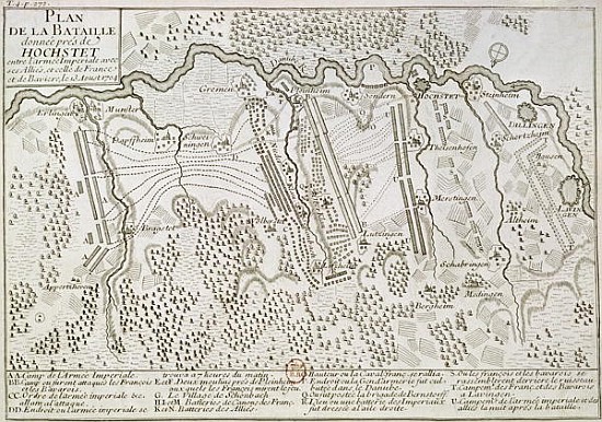 Plan of the Battle of Blenheim between the Imperial Army and the Franco-Bavarian Army, 13th August 1 from French School