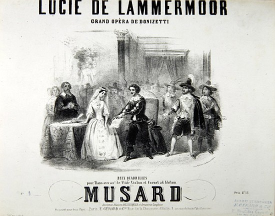 Playbill for the opera ''Lucie de Lammermoor'', Gaetano Donizetti (1797-1848) printed Bertauts from French School