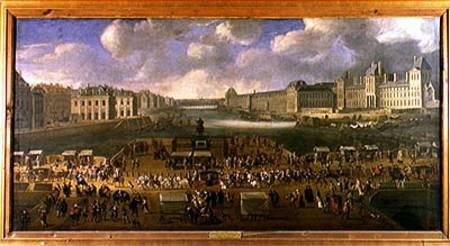 The Pont-Neuf with a procession from French School