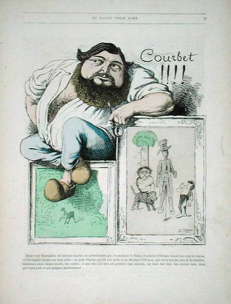 Portrait of Gustave Courbet (1819-77) illustration from 'Gill Revue' from French School